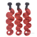 Amostra de cabelo de amostra grátis Cutícula alinhada Cabelo birmanês Cabelo indiano Onda de dois tons ombre 1b/Red Virgin Human Hair